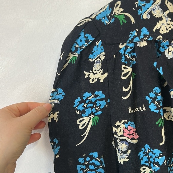 Anna Sui Berard Faces Print Dress Floral Buttons shirt dress size 2 made in usa - Picture 11 of 13